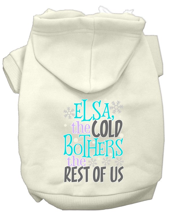 Elsa, the Cold Screen Print Dog Hoodie Cream XL